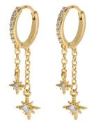 Timi Of Sweden Winny - Crystal Stars On Chain Hoop Earrings Guld