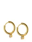 Timi Of Sweden Oline - Crystal Hoop Earrings Stainless Steel Guld