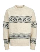 Jack & J S Jprblumax Fairisle Knit Crew Neck Ln Kräm