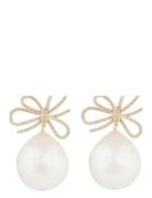 SNÖ Of Sweden Ribbon Crystal Pearl Ear G/Clear - Guld
