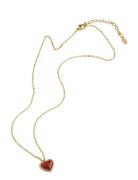Timi Of Sweden Sonja - Jelly Heart Dangling Necklace Gold Stainle Guld