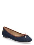 Lauren Ralph Lauren Jayna Leather-Trim Denim Flat Blå