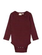 Petit Piao Body L/S Modal Striped Burgundy