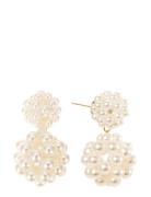 By Jolima Pearl Double Bead Earring Vit