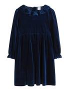 Lindex Langermet Kjole I Fløyel Marinblå