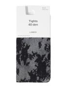 Lindex Tights 40 Den Rose Floral Lace Svart